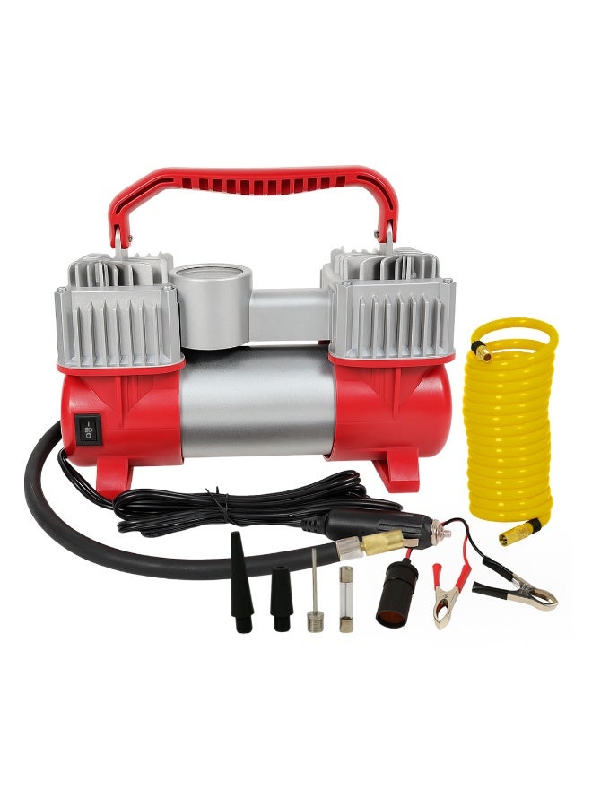 سفاري ضاغط هواء سفاري SF-26079 ثنائي الأسطوانات مع ضوء LED - مضخة نفخ إطارات ثنائية الأسطوانات عالية التحمل 200 رطل لكل بوصة مربعة، 85 لترًا في الدقيقة، 12 فولت تيار مستمر مع خرطوم 5 أمتار، مشبك بطارية وقابس ولاعة سجائر للسيارة، محولات متعددة الفوهات للسيارات وسيارات الدفع الرباعي والدراجات النارية والرياضات والألعاب القابلة للنفخ - Image 2