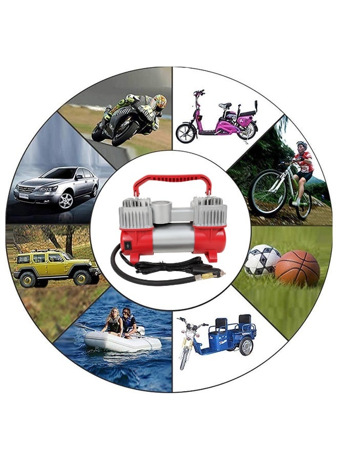 سفاري ضاغط هواء سفاري SF-26079 ثنائي الأسطوانات مع ضوء LED - مضخة نفخ إطارات ثنائية الأسطوانات عالية التحمل 200 رطل لكل بوصة مربعة، 85 لترًا في الدقيقة، 12 فولت تيار مستمر مع خرطوم 5 أمتار، مشبك بطارية وقابس ولاعة سجائر للسيارة، محولات متعددة الفوهات للسيارات وسيارات الدفع الرباعي والدراجات النارية والرياضات والألعاب القابلة للنفخ - Image 5