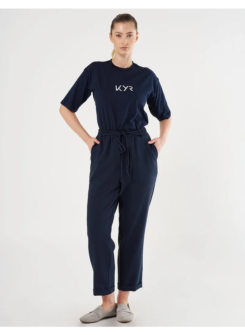Kayra Cuffed Tapered Pants Dark Navy