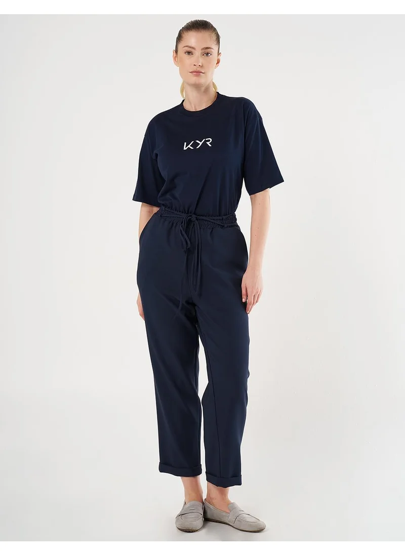 Kayra Cuffed Tapered Pants Dark Navy