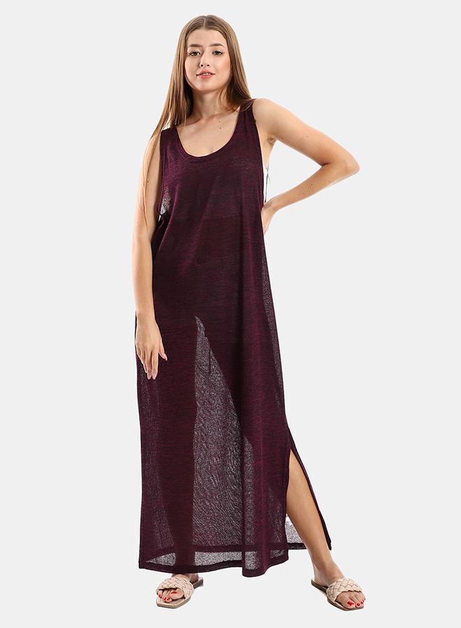 kady Jamila Women Round Collar Cover UP With Side SlitsWomen ,purple-XL - Image 1