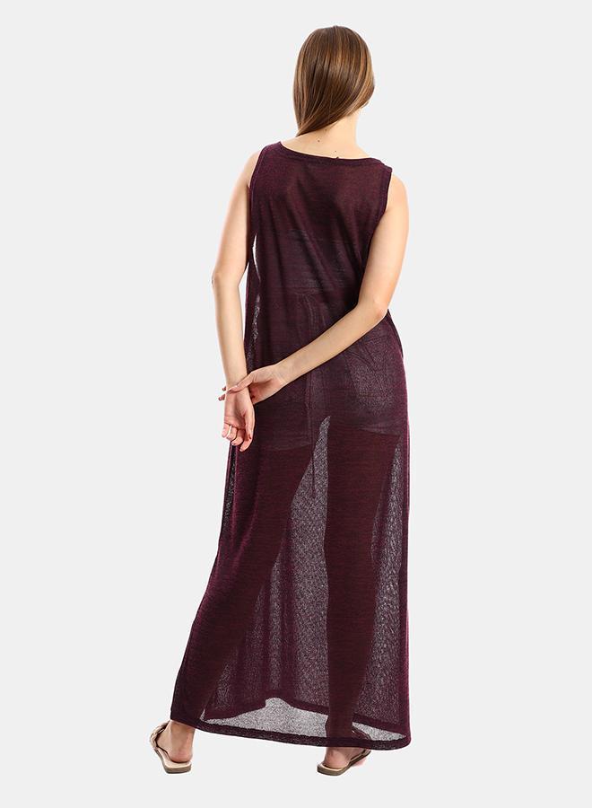 kady Jamila Women Round Collar Cover UP With Side SlitsWomen ,purple-XL - Image 4