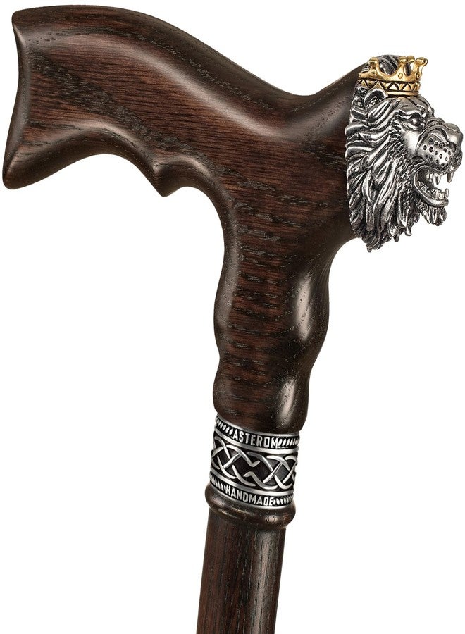 Asterom Walking Cane - Handmade Lion Canes for Men - Wooden, Stylish, Cool Walking Sticks for Men, Seniors (Lion, Walnut, 35 Inches) - Image 1