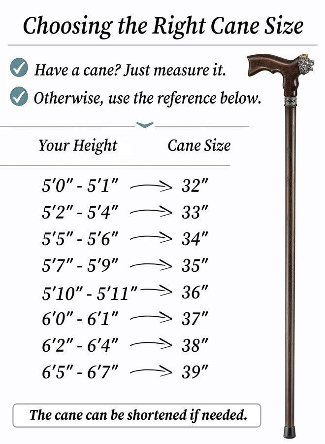 Asterom Walking Cane - Handmade Lion Canes for Men - Wooden, Stylish, Cool Walking Sticks for Men, Seniors (Lion, Walnut, 35 Inches) - Image 3