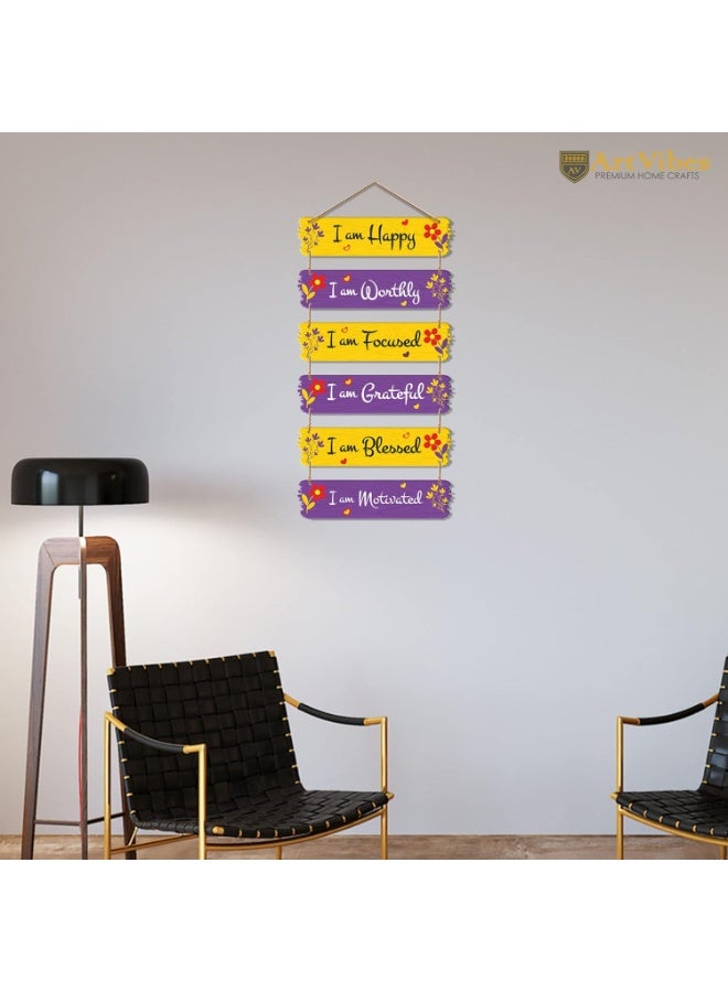 Artvibes Motivational Quotes Decorative Wall Hanging for Living Room | Bedroom | Office | Gift | Decoration Items for Home | Abstract Painting Wood Decor (WH_7403N),Set of 6 - Image 3