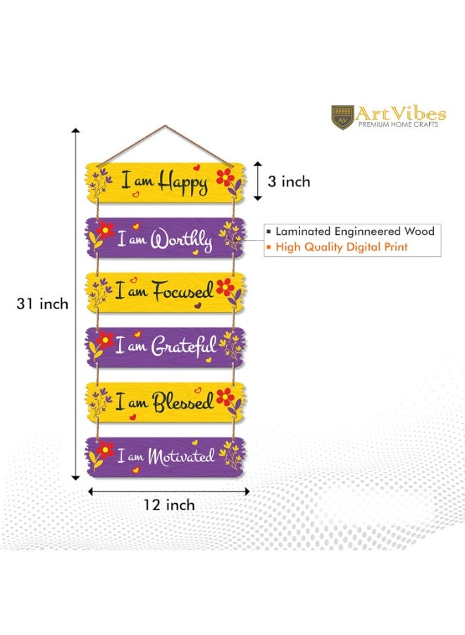 Artvibes Motivational Quotes Decorative Wall Hanging for Living Room | Bedroom | Office | Gift | Decoration Items for Home | Abstract Painting Wood Decor (WH_7403N),Set of 6 - Image 2