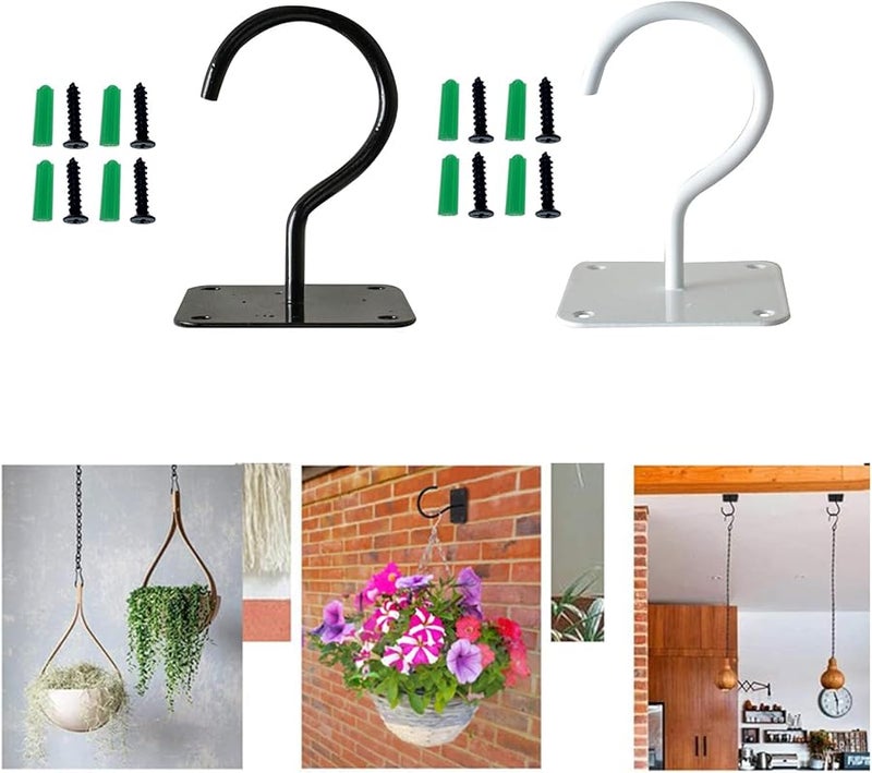 الخطافات البيضاء للسقف لتعليق النباتات ومغذيات الطيور، مثبتة على الحائط للداخل والخارج - Image 3