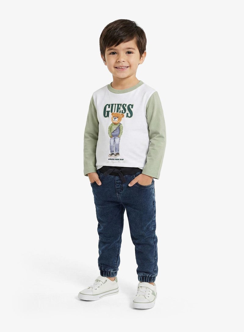 GUESS Infant Crew Neck T-Shirt And Denim Pants Set - Image 1