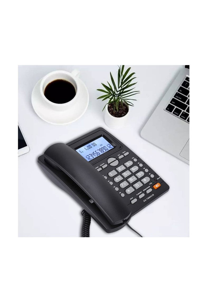 KASTWAVE - Corded Phone, Dual-port Extension Set Corded Telephone with Caller ID Display and Speaker Phone Large Buttons Landline Phone for Office Business LCD Contrast Adjustable Backlight Display (black) - Image 1