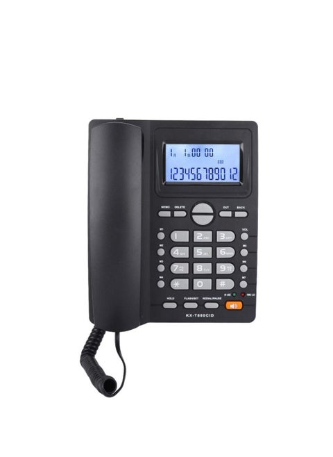 Corded Phone, Dual-port Extension Set Corded Telephone with Caller ID Display and Speaker Phone Large Buttons Landline Phone for Office Business LCD Contrast Adjustable Backlight Display (black)