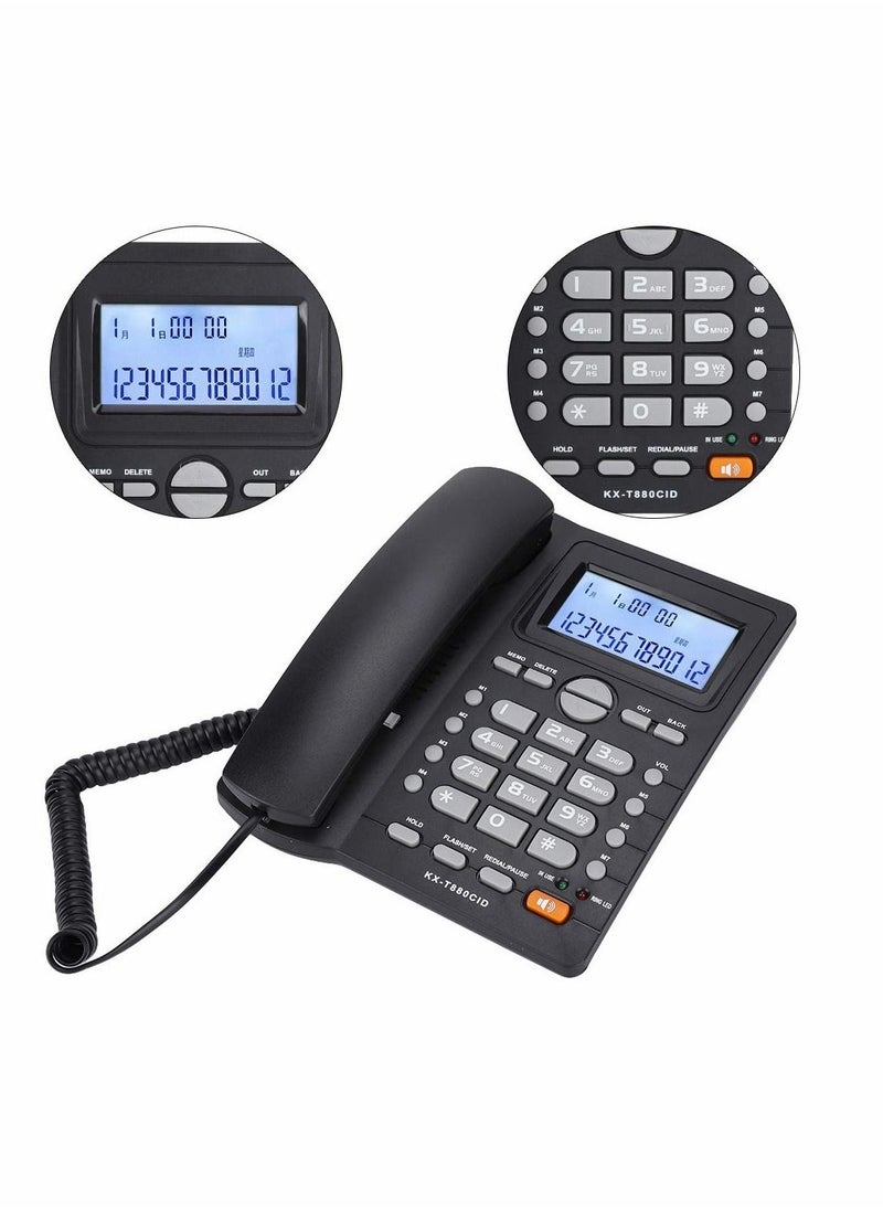 KASTWAVE - Corded Phone, Dual-port Extension Set Corded Telephone with Caller ID Display and Speaker Phone Large Buttons Landline Phone for Office Business LCD Contrast Adjustable Backlight Display (black) - Image 1