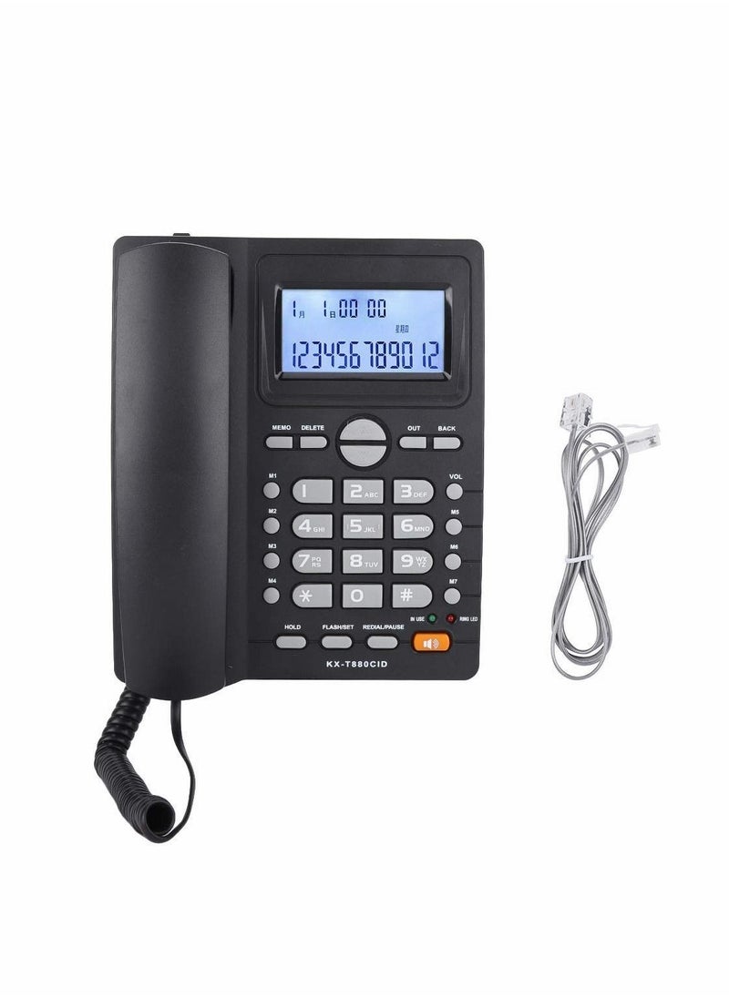 KASTWAVE - Corded Phone, Dual-port Extension Set Corded Telephone with Caller ID Display and Speaker Phone Large Buttons Landline Phone for Office Business LCD Contrast Adjustable Backlight Display (black) - Image 1
