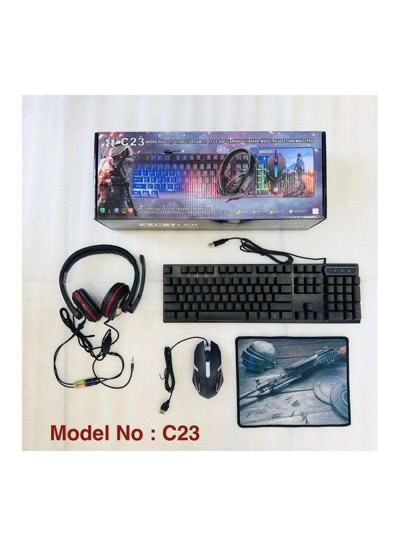 Generic Gaming Combo Set (Keyboard + Mouse + Headset + Mouse Pad) Model No: C23  - Image 2