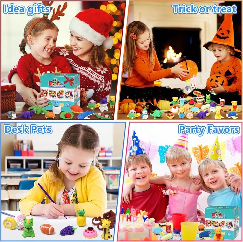 HINZER 150 Pack Animal Erasers for Kids Bulk Pull Apart 3D Puzzle Erasers Treasure Box Toys for Classroom Rewards and Prizes Class Treasure Box Kids Party Favors Back to School Supplies Gift - Image 2