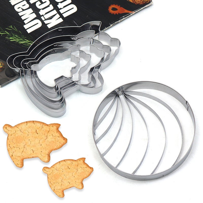 Cookie Mold Concha Cutter Mexican 4.1 Inch Bread Mold 5 Piece Set Piglet Cookie Mold - Image 2