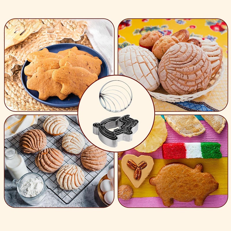 Cookie Mold Concha Cutter Mexican 4.1 Inch Bread Mold 5 Piece Set Piglet Cookie Mold - Image 5