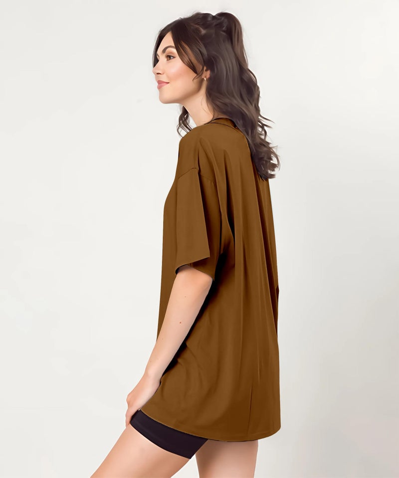 SHODOX® Bio-Washed Anti Bacterial 100% Pure Cotton Women’s Oversized Solid T-Shirt | Cozy Soft, Less Wrinkles Loose Fit, Drop Shoulder, Korean Baggy Style Tees for Girls - Image 4
