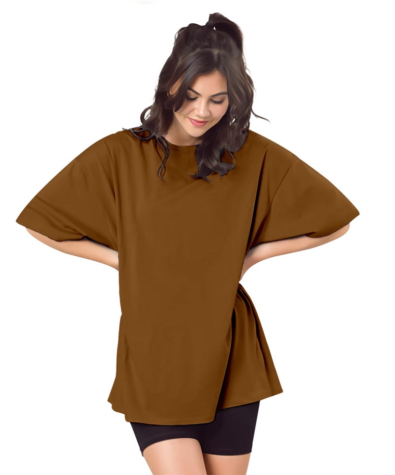 SHODOX® Bio-Washed Anti Bacterial 100% Pure Cotton Women’s Oversized Solid T-Shirt | Cozy Soft, Less Wrinkles Loose Fit, Drop Shoulder, Korean Baggy Style Tees for Girls - Image 5