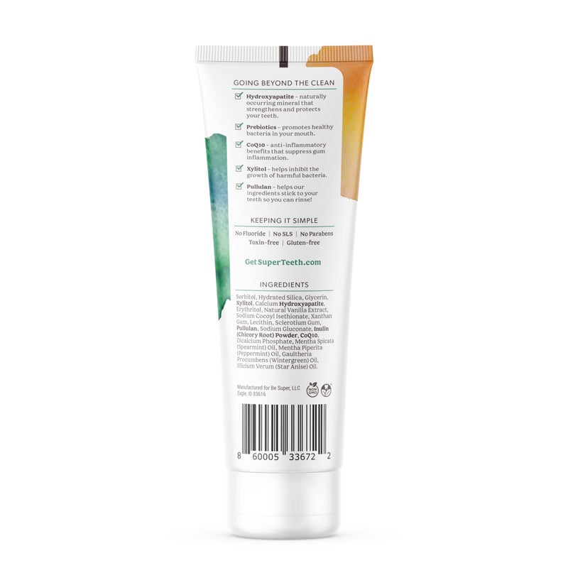 SUPER TEETH SuperTeeth Hydroxyapatite, Fluoride-Free Toothpaste with Prebiotics | Fights Cavities & Plaque Buildup | Remineralizes Teeth & Freshens Breath | Mint Flavored Toothpaste Made in The USA - Image 2