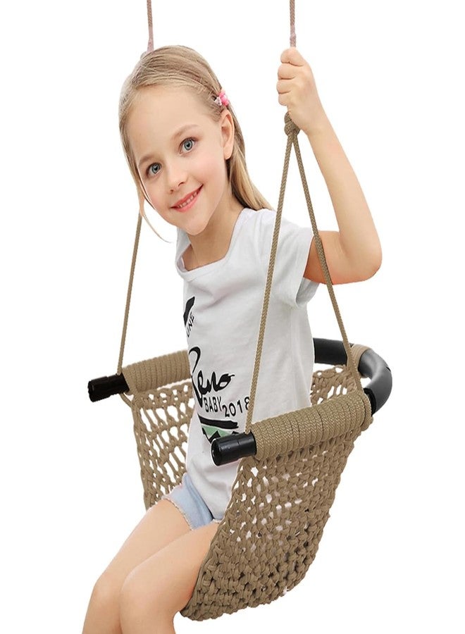 nets Tribe Hand-Knitting Toddler Swing, Swing for Kids with Adjustable Ropes, Heavy Duty Rope Play Secure Children Swing Set, for Indoor, Outdoor, Playground, Tree, 440 lbs Capacity (Light Brown) - Image 1