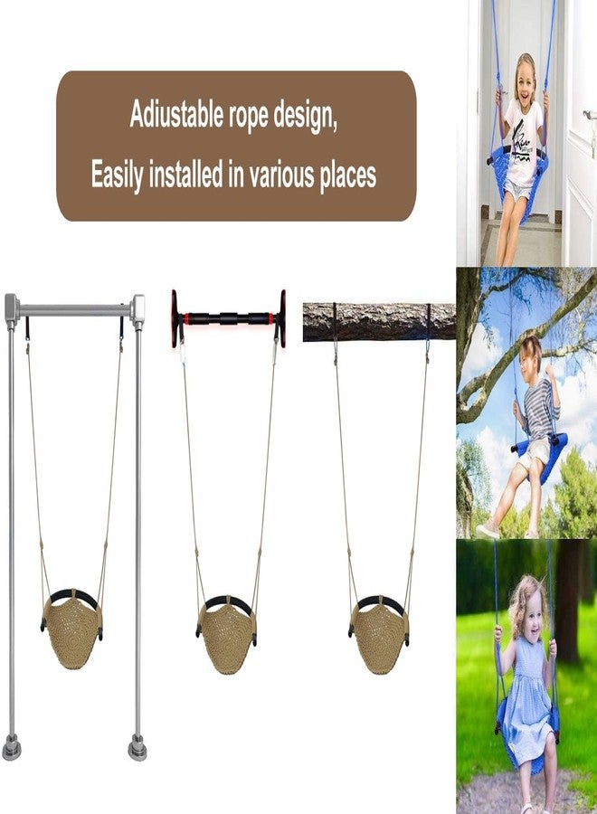 nets Tribe Hand-Knitting Toddler Swing, Swing for Kids with Adjustable Ropes, Heavy Duty Rope Play Secure Children Swing Set, for Indoor, Outdoor, Playground, Tree, 440 lbs Capacity (Light Brown) - Image 3