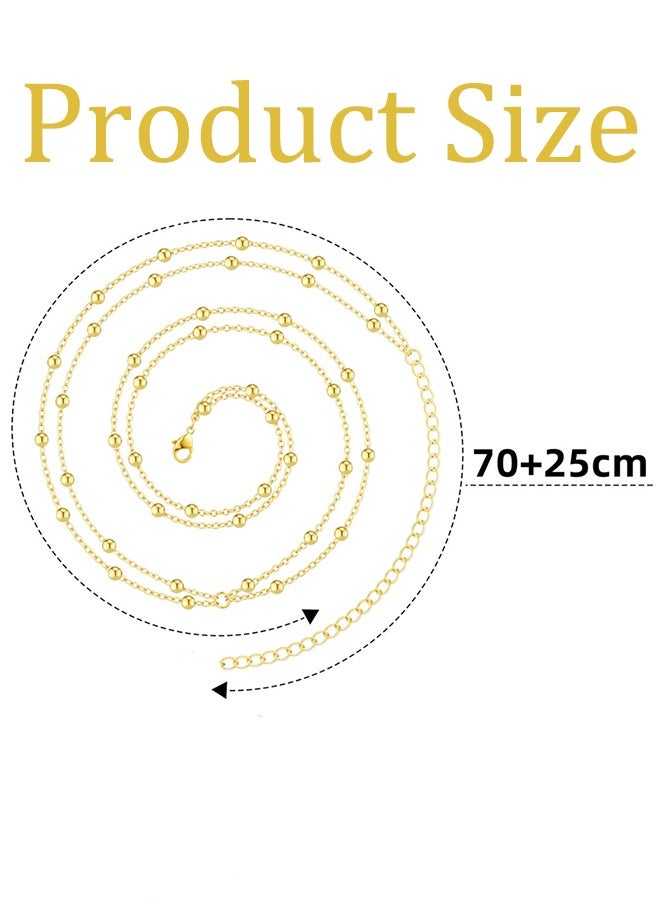 سلسلة خصر للنساء، سلسلة بطن مطلية بالذهب أنيقة للخصر، سلسلة خرز ساتلايت مقاومة للماء، سلسلة جسم بسيطة من المجوهرات للنساء - Image 2
