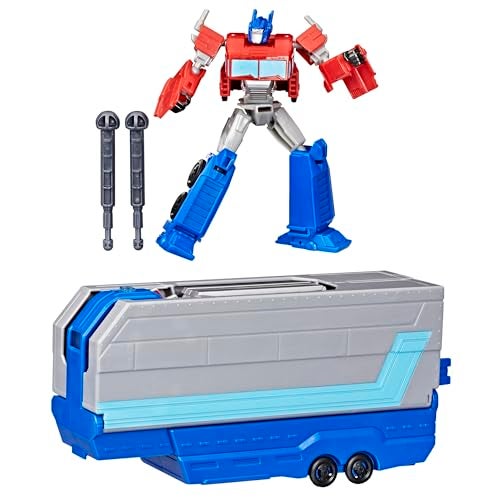 TRANSFORMERS مجموعة لعب مقطورة مع معركة أوبتيموس برايم من ترانسفورمرز إيرث سبارك مع شخصية حركة وأضواء وأصوات ألعاب شاحنة إلكترونية للأطفال 6 سنوات وما فوق - Image 1