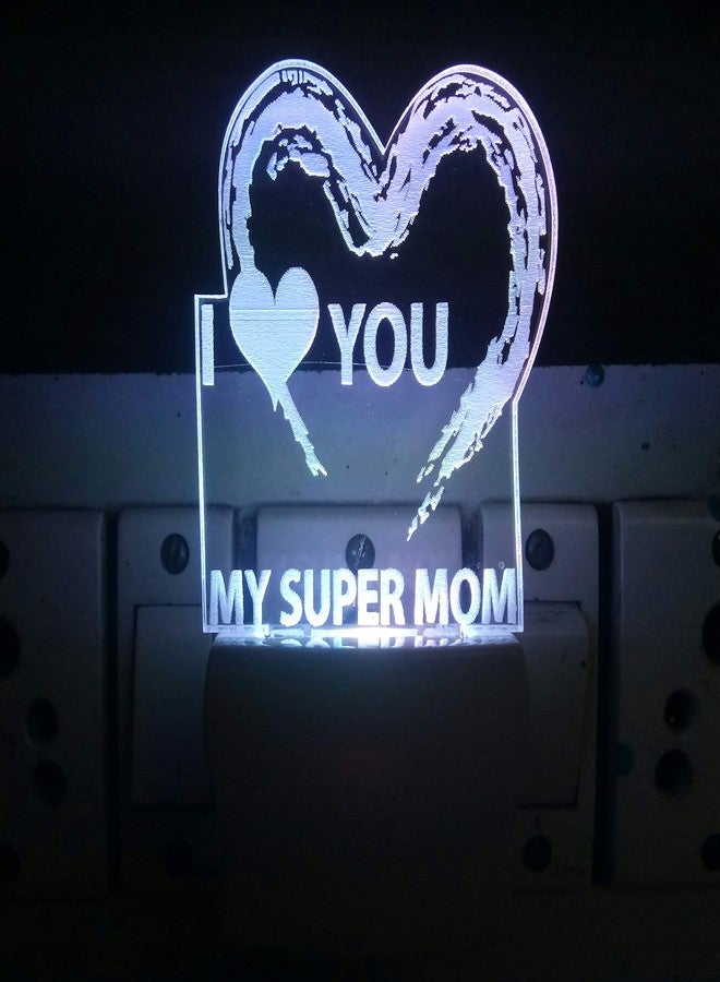 UKANI 3D Illusion I Love My Super Mom Design Night Lamp (Multicolour) - Image 2