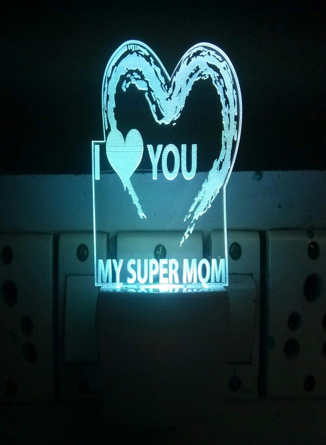UKANI 3D Illusion I Love My Super Mom Design Night Lamp (Multicolour) - Image 1