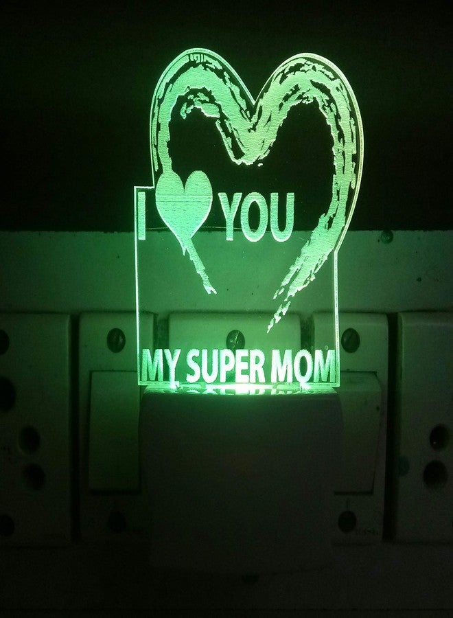 UKANI 3D Illusion I Love My Super Mom Design Night Lamp (Multicolour) - Image 3