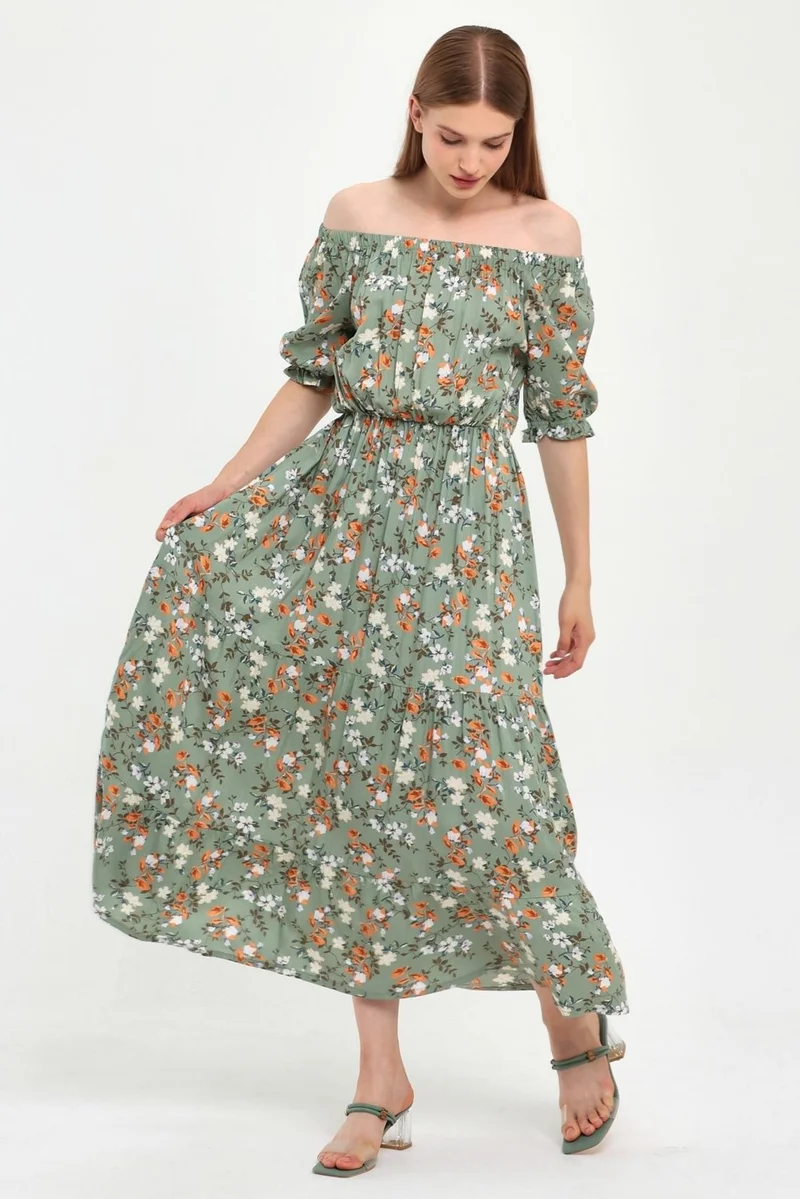 Alexander Gardi Floral Off-Shoulder Dress