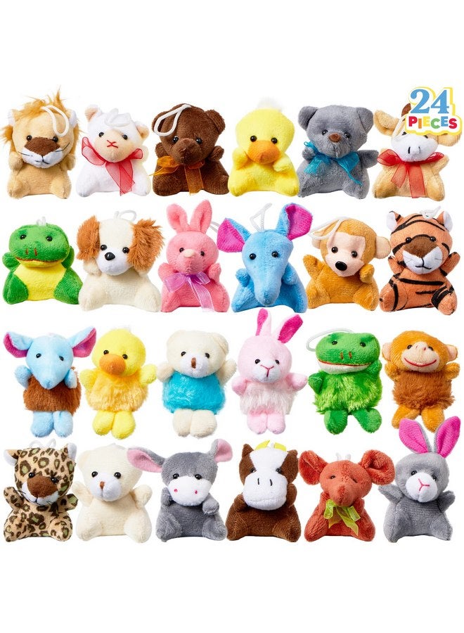JOYIN 24 Pack Mini Animal Plush Toy Assortment (24 Units 3" Each), Animals Keychain Decoration for Kids, Small Stuffed Animal Bulk for Kids, Carnival Prizes, School Gifts, Valentine's Day Party Favors - Image 1