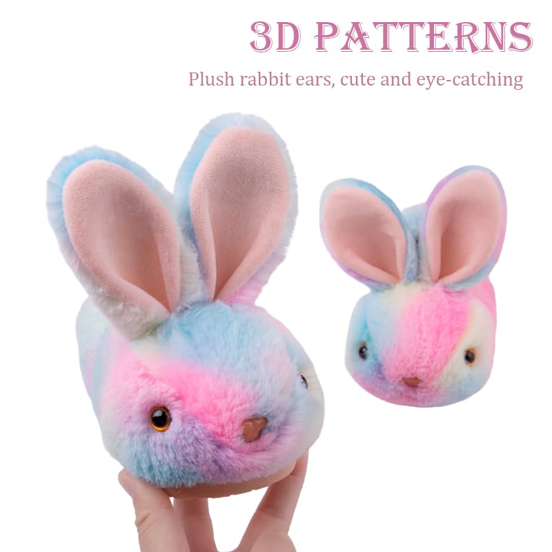 Fadezar Toddler Rabbit Winter Slippers Soft Plush Indoor Bunny Slippers for Girls Boys Full Wrapped Colorful 56 toddler CN 140 - Image 3