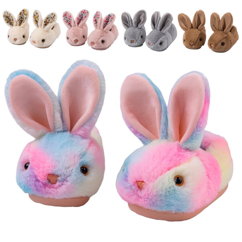 Fadezar Toddler Rabbit Winter Slippers Soft Plush Indoor Bunny Slippers for Girls Boys Full Wrapped Colorful 56 toddler CN 140 - Image 2