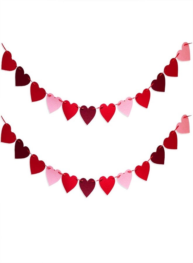 TrlaFy 48Pcs Heart Garland Banner for Valentines Day Decorations Red Pink Heart Felt Banners Garland for Fireplace, Anniversary, Wedding, Engagement Party Home Decor - Image 2