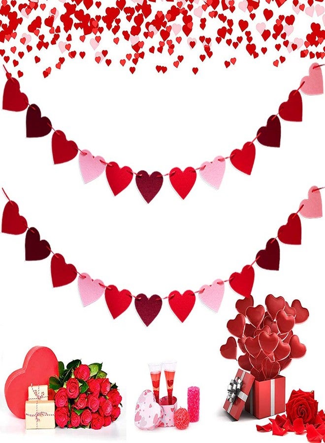 TrlaFy 48Pcs Heart Garland Banner for Valentines Day Decorations Red Pink Heart Felt Banners Garland for Fireplace, Anniversary, Wedding, Engagement Party Home Decor - Image 3