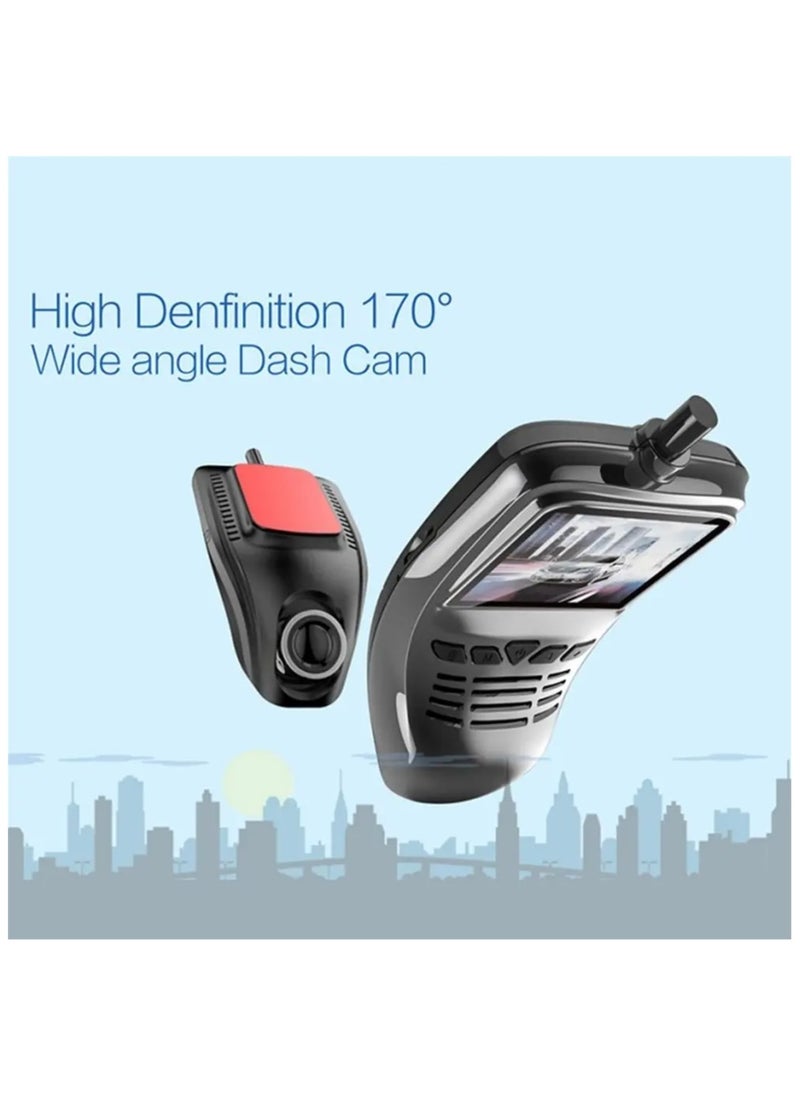 AROAQ - Small Eye Dash Cam Wifi Car DVR Recorder 1080p Full Wide Angle Lens G-Sensor Night Vision - Image 1
