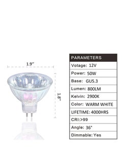 Y&D 6 Pack MR16 Halogen Bulb Dimmable GU5.3 Spotlight Long Lifetime Warm White 36° Beam Angle Bi-Pin Base  - Image 2