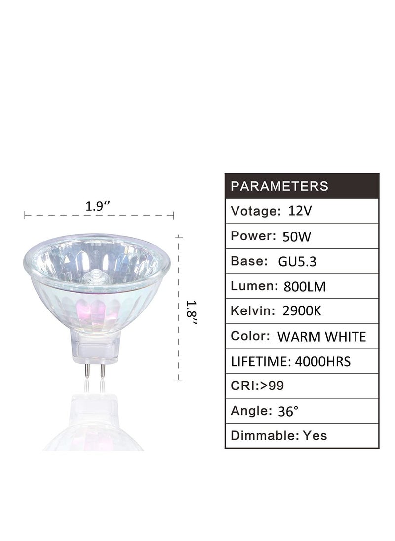 Y&D 6 Pack MR16 Halogen Bulb Dimmable GU5.3 Spotlight Long Lifetime Warm White 36° Beam Angle Bi-Pin Base  - Image 2