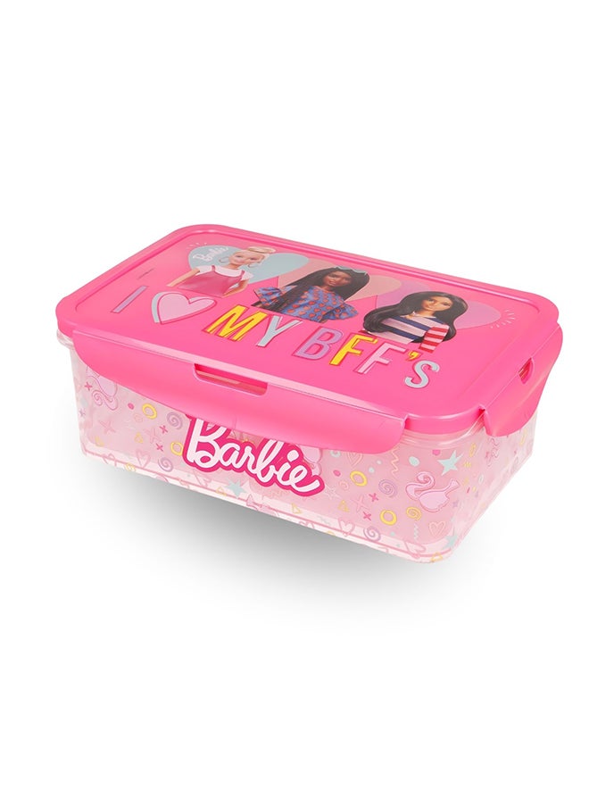 Mattel Games Barbie Lunch Box Sandwich Box Food Container with removable multi compartments and easy locking mehanism 1190 ml  - Image 1