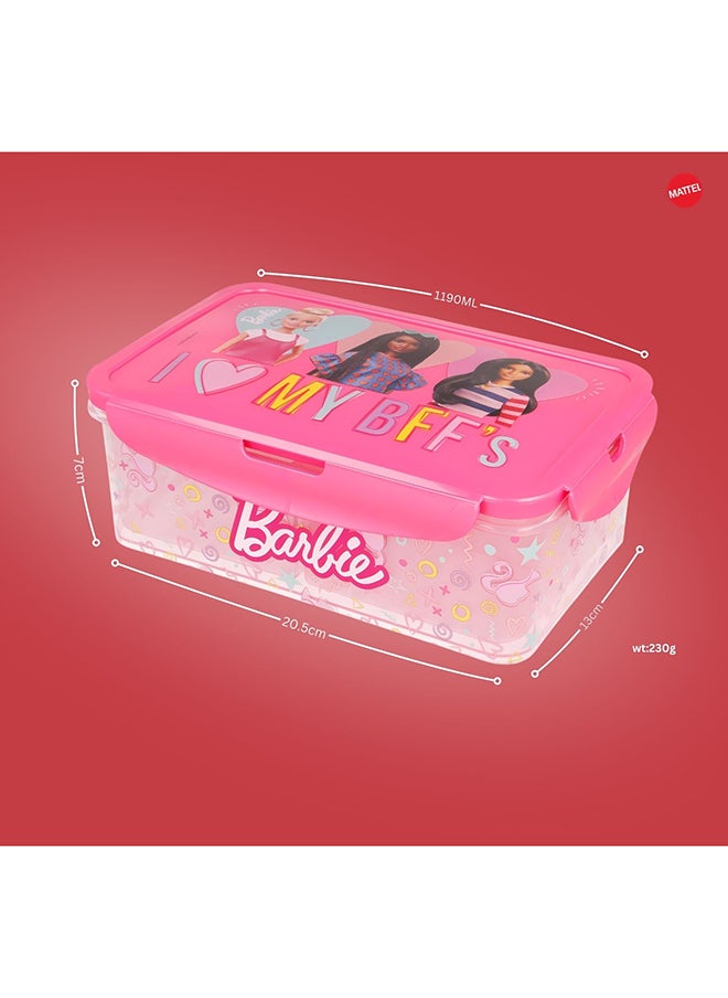 Mattel Games Barbie Lunch Box Sandwich Box Food Container with removable multi compartments and easy locking mehanism 1190 ml  - Image 3