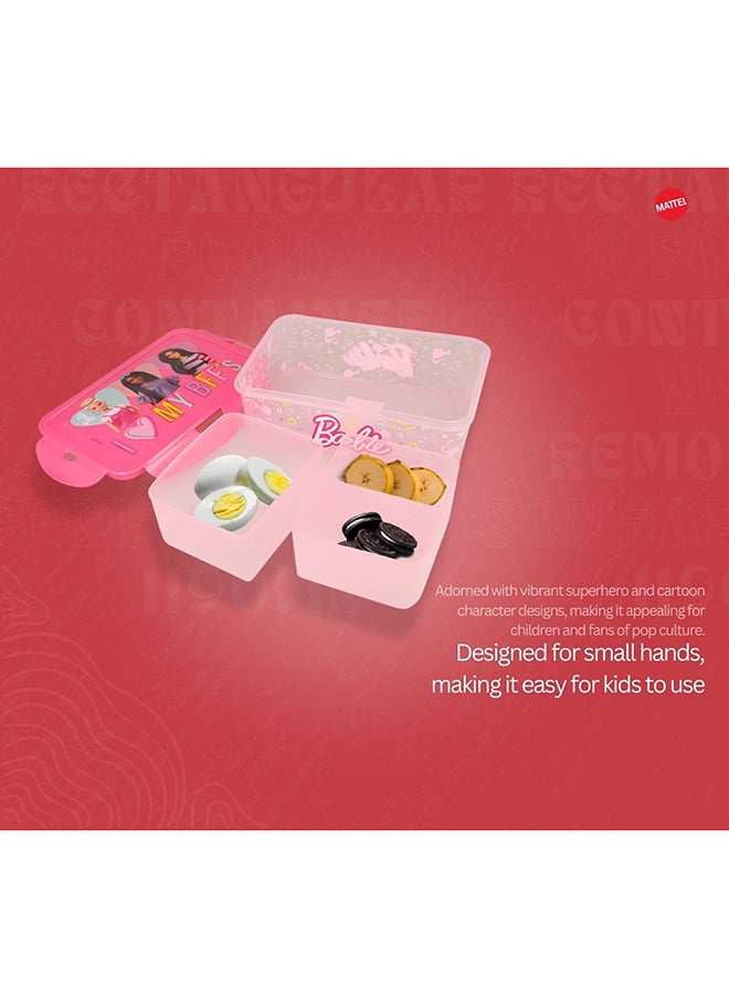 Mattel Games Barbie Lunch Box Sandwich Box Food Container with removable multi compartments and easy locking mehanism 1190 ml  - Image 5