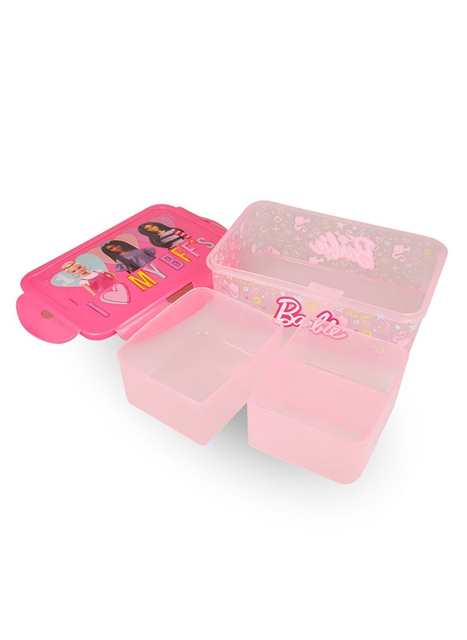 Mattel Games Barbie Lunch Box Sandwich Box Food Container with removable multi compartments and easy locking mehanism 1190 ml  - Image 2