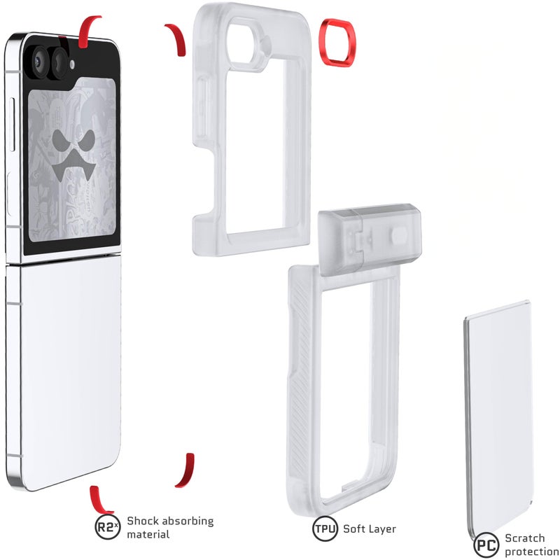 Ghostek Covert Clear Galaxy Z Flip 6 Case with Built-in Kickstand and Full Hinge Protection Shockproof Protective Phone Cover Designed for 2024 Samsung Galaxy Z Flip6 (6.7") (Clear) - Image 5