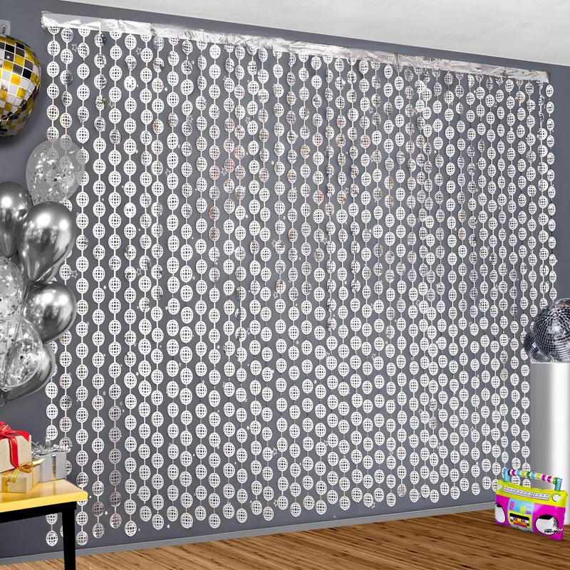 KatchOn, Silver Disco Ball Fringe Curtain, Pack of 2 | Disco Party Decorations | Foil Fringe Streamers, Silver Ball Backdrop | Bachelorette, Birthday Decorations | Bridal Shower, 2026 Graduation Decor - Image 1