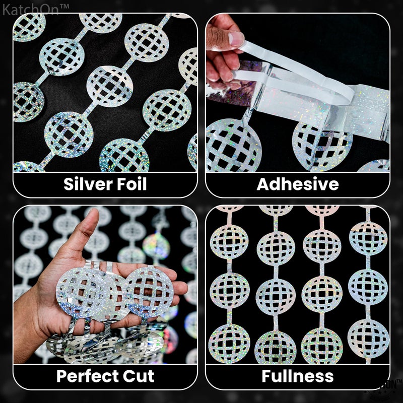 KatchOn, Silver Disco Ball Fringe Curtain, Pack of 2 | Disco Party Decorations | Foil Fringe Streamers, Silver Ball Backdrop | Bachelorette, Birthday Decorations | Bridal Shower, 2026 Graduation Decor - Image 5