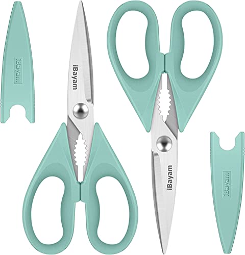 iBayam Kitchen Shears, iBayam Kitchen Scissors Heavy Duty Meat Scissors Poultry Shears, Dishwasher Safe Food Cooking Scissor All Purpose Stainless Steel Utility Scissor, 2-Pack (Aqua Sky) - Image 1