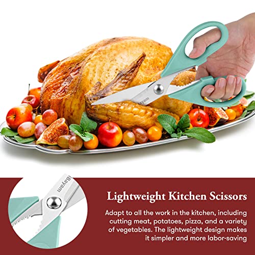 iBayam Kitchen Shears, iBayam Kitchen Scissors Heavy Duty Meat Scissors Poultry Shears, Dishwasher Safe Food Cooking Scissor All Purpose Stainless Steel Utility Scissor, 2-Pack (Aqua Sky) - Image 5