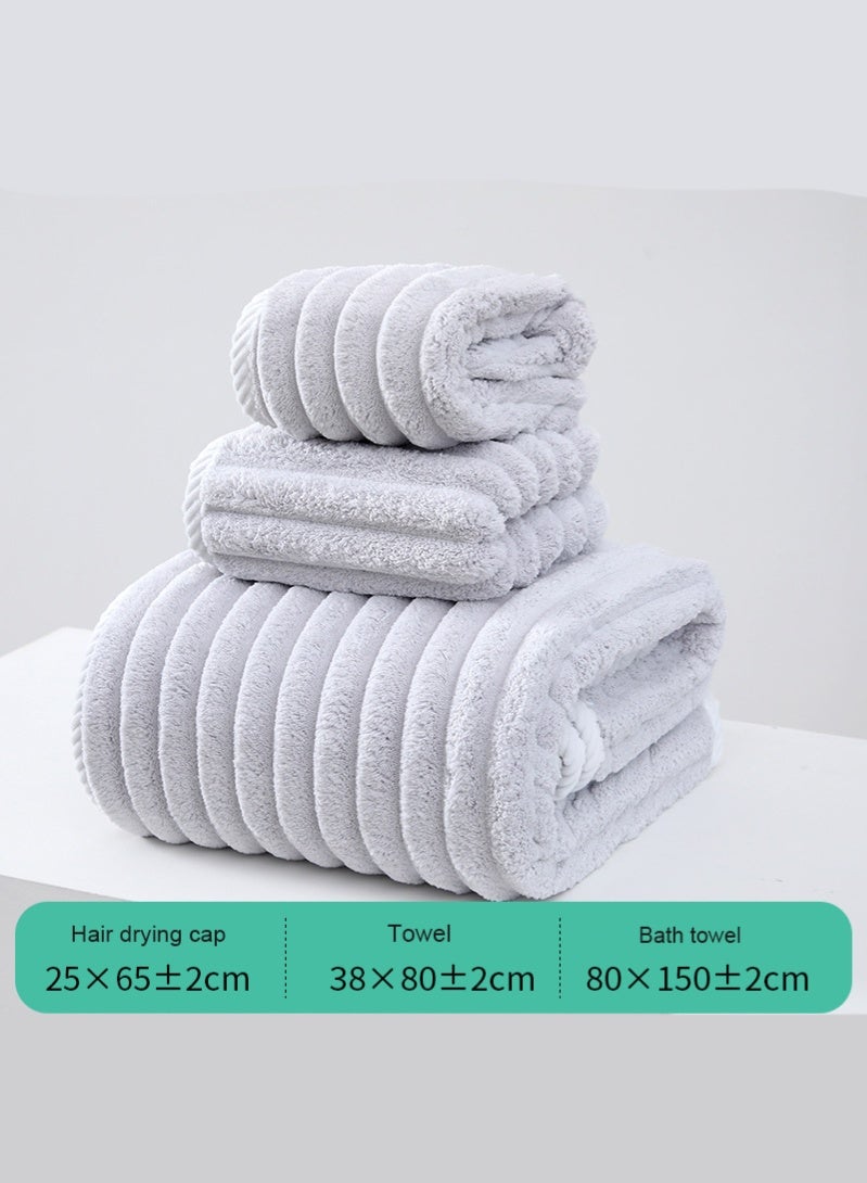 مس تيارا طقم مناشف، طقم مناشف حمام مكون من 3 قطع، 100% قطن ممشط، سريع الجفاف، ماص للغاية، مناشف حمام سميكة ناعمة للفنادق للاستحمام والسبا، تتضمن مجموعة المناشف مناشف حمام ومناشف يد وغطاء لتجفيف الشعر 80*150 سم - Image 4