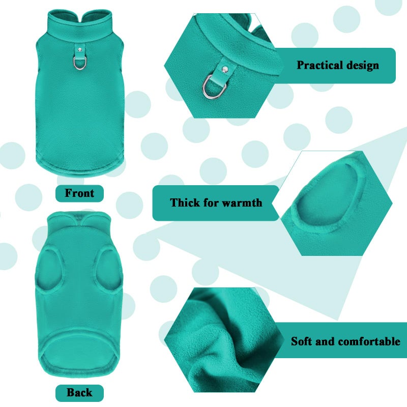 Gvhntk 2 Pcs Dog Fleece Vest Sweater Winter Warm Dog Sleeveless Jacket Soft Pullover Fleece Cold Weather Coat Hoodie with D-Ring Leash for Small Medium Dogs Unisex (Purple,Blue, Medium) - Image 2